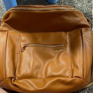 Dawn Design brown leather diaper bag
